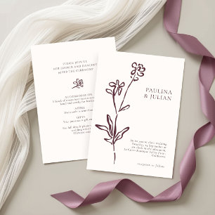 Invitation Blush Blanc & Mauve Poussiéreux Combinaison de M