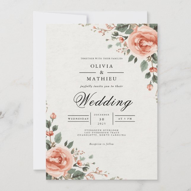 Invitation Blush Blossom Arch Mariage (Devant)