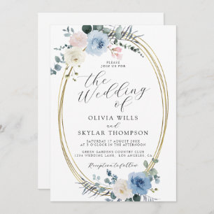 Invitation Blush Blue Light Beach Mariage Boho Tropical