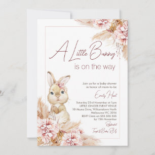 Invitation Blush Boho Baby shower Floral Bunny