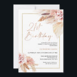 Invitation Blush Boho Pampas Grass 21ème anniversaire Invitat<br><div class="desc">Blush Boho Pampas Grass 21st Birthday Invitation Bohemian a inspiré 21st anniversaire invitation avec deux arrangements floraux de couleur terre et rose pâle avec gazon de pampas et une image de calligraphie moderne comme un cap dans une texture d'or rose. Idéal pour ceux qui recherchent une invitation d'anniversaire de sweet...</div>