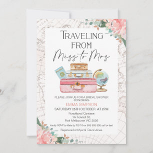 Invitation Blush Boho Voyager Mlle à Mme Fête des mariées