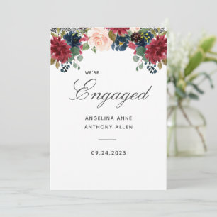 Invitation Blush Bourgogne Floral Rose Gold Accents Fiançaill