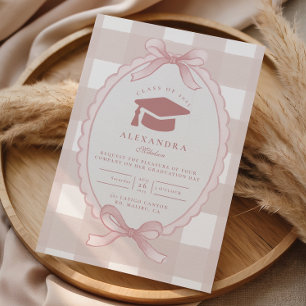 Invitation Blush Bow Élégant Diplômé