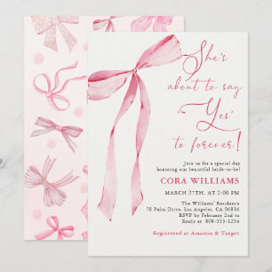 Invitation Blush & Bows Elle est sur le point de dire Oui Fêt
