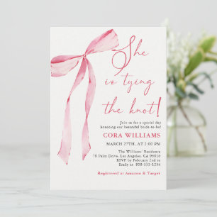 Invitation Blush & Bows She's Tying The Knot Fête des mariées