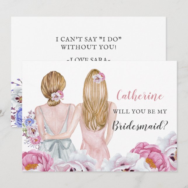 Invitation Blush Bride Meilleur ami Serez-Vous Ma Servante D' (Devant / Derrière)