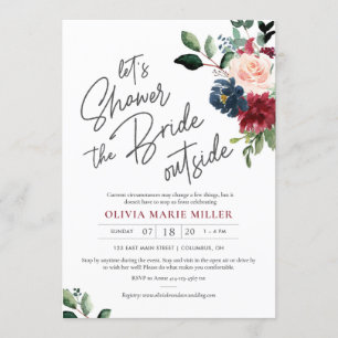 Invitation Blush Burgundy et Navy Drive Par Fête des mariées