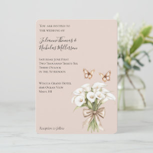 Invitation Blush Calla Lily Floral Papillons Mariage