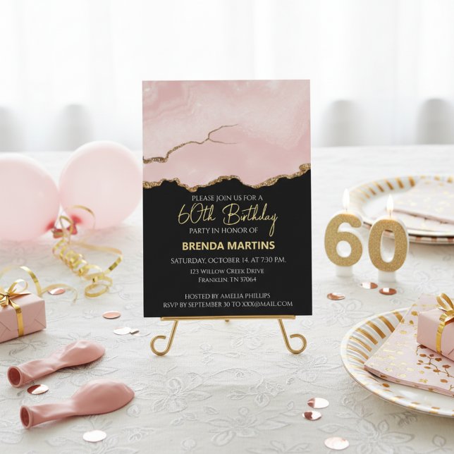 Invitation Blush Champagne Pailleté Aquarelle (Créateur téléchargé)