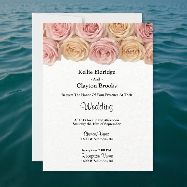 Invitation Blush & Champagne Roses Wedding (Créateur téléchargé)