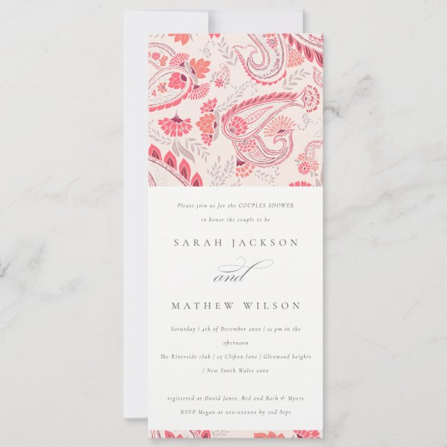 Invitation Blush Chic Typographie Paisley Anniversaire Toute  (Devant)