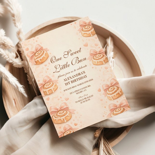 Invitation Blush Cinnamon Arc Petit Pain 1er Anniversaire (Créateur téléchargé)