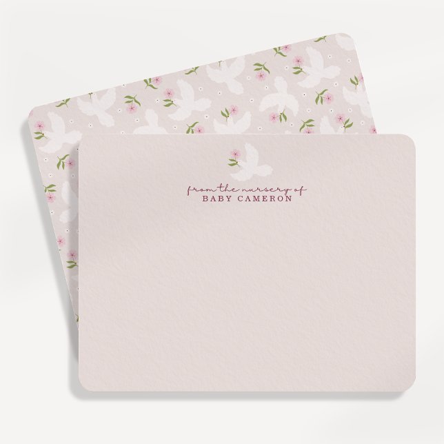 Invitation Blush Dove Nursery Note Card (Créateur téléchargé)