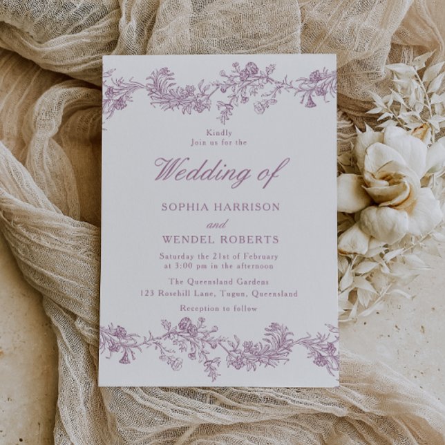 Invitation Blush & Dusty Rose Chinoiserie Mariage élégant (Créateur téléchargé)