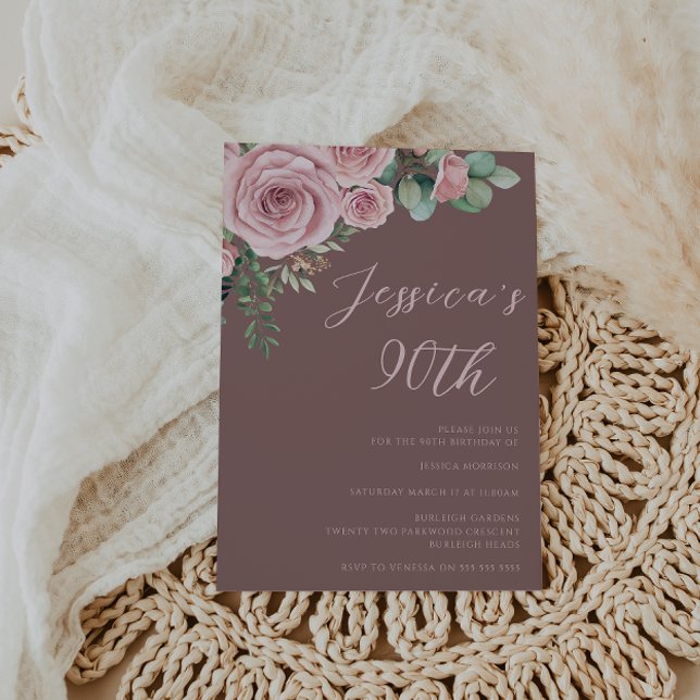 Invitation Blush Elegance 90e fête d'anniversaire (Créateur téléchargé)