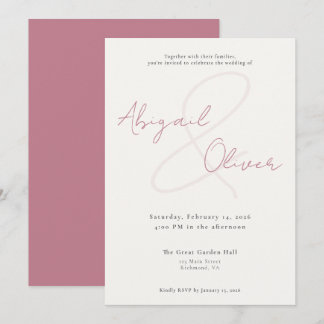 Invitation Blush Élégant & Minimaliste | Mariage Moderne & Si
