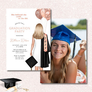 Invitation Blush Elle Croyait Photo Graduation Party