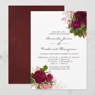 Invitation Blush et Bourgogne Chic Vintage pour le Dîner de R