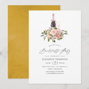 Invitation Blush et Gold Floral Bachelorette Party