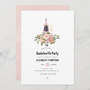 Invitation Blush et Rose Gold Floral Bachelorette Party