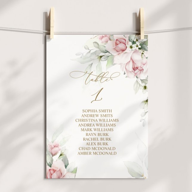 Invitation Blush & Eucalyptus Tableau Numéro 1 Tableau de siè (Créateur téléchargé)