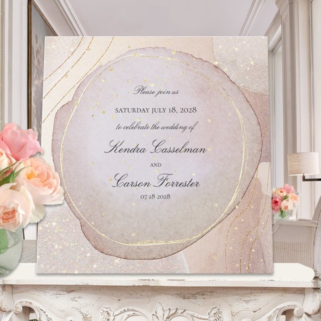 Invitation Blush Fawn & Rose Opal Elegant Mariage or (Créateur téléchargé)