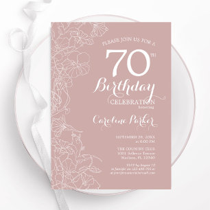 Invitation Blush Floral 70e fête d'anniversaire