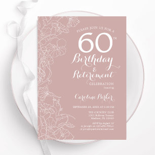 Invitation Blush Floral Anniversaire & Retraite