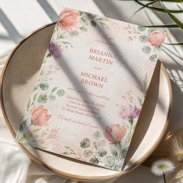 Invitation Blush Floral Élégant (Créateur téléchargé)