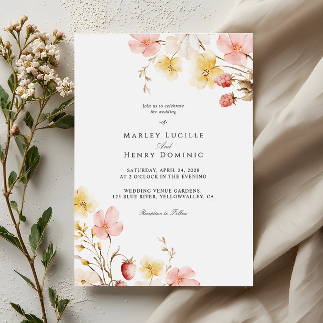 Invitation Blush Floral Elegant Botanical Garden Wedding (Créateur téléchargé)