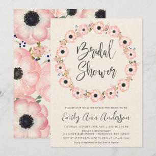 Invitation Blush Floral Frame Bridal Shower