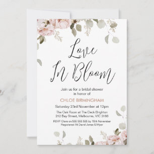 Invitation Blush Floral Love in Bloom Fête des mariées