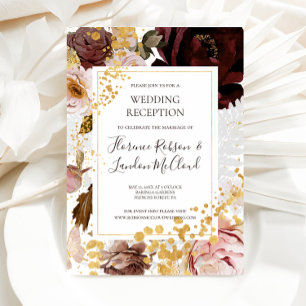 Invitation Blush Floral Moderne   Réception de Mariage