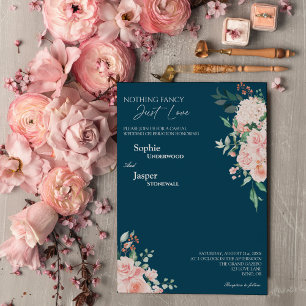 Invitation Blush Floral Navy Rien de fantaisie Juste Amour Ma