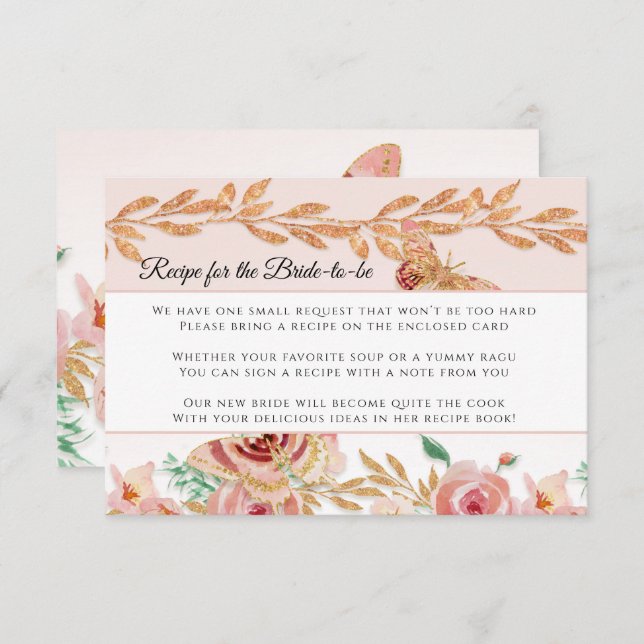 Invitation Blush Floral Rose or Elégante aquarelle nuptiale (Devant / Derrière)