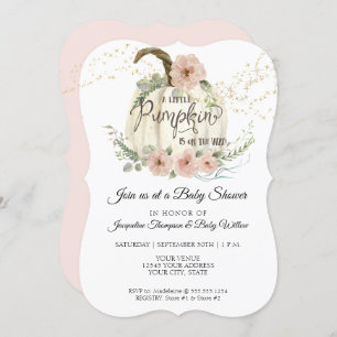 Invitation Blush Floral Roses Fall White Citrouille Baby show