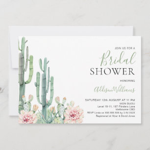 Invitation Blush Floral Succulents Cactus Fête des mariées