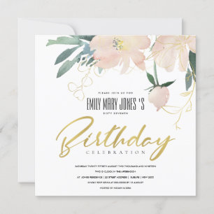 INVITATION BLUSH FLORAL WREATH WATERCOLOR TOUT ÂGE ANNIVERSAI