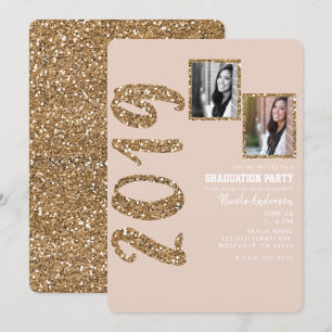 Invitation Blush Glam Rose Gold Pailleté PHOTO de Remise de D