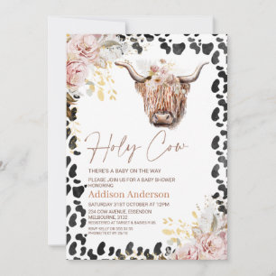 Invitation Blush Gold Chic Floral Highland Baby shower de vac