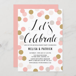 Invitation Blush & Gold Confetti Pois