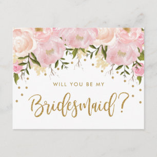 Invitation Blush Gold Floral Seras-Tu Ma Porte-Parole