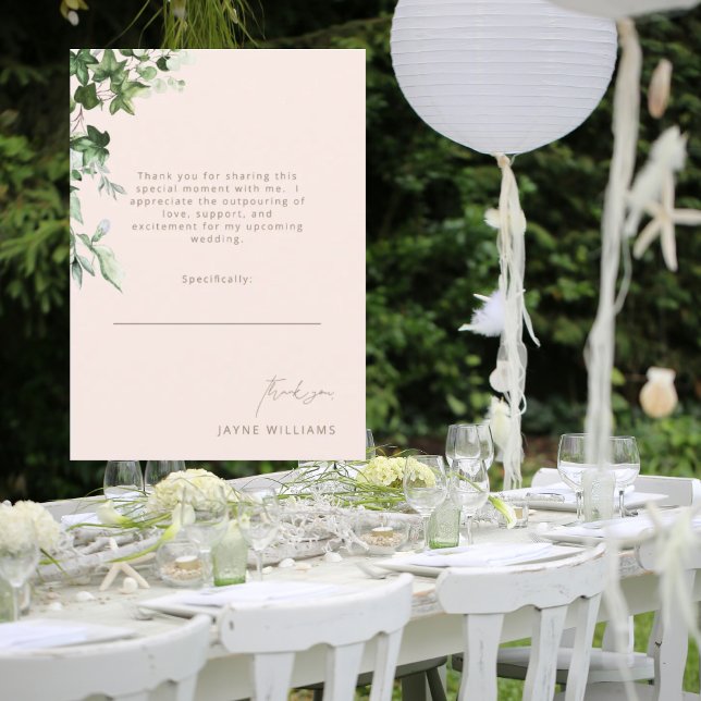 Invitation Blush & Gold Message Ivy Fête des mariées Merci (Créateur téléchargé)