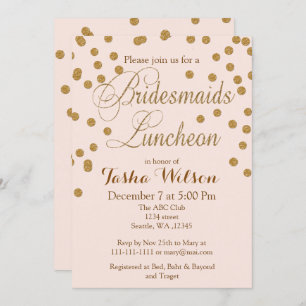 Invitation Blush Gold Parties scintillant Bridesmaids Luncheo