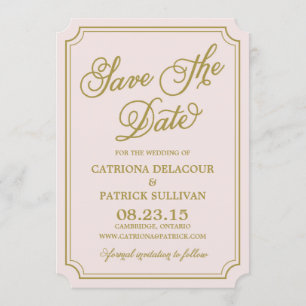 Invitation Blush & Gold Whimsical Enregistrer la date Annonce