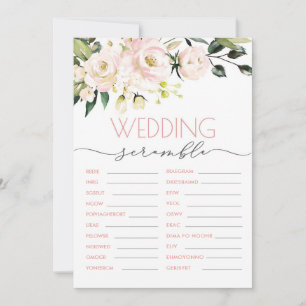 Invitation Blush Green Floral Mariage Word Scramble Jeu