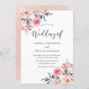 Invitation Blush & Greenery : Mariage floral aquarelle
