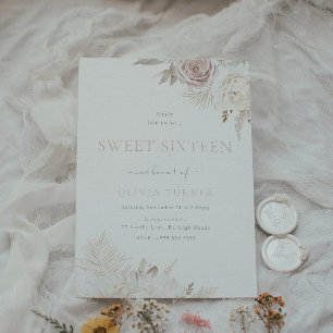 Invitation Blush & Ivory Floral Sweet sixteen 16e anniversair