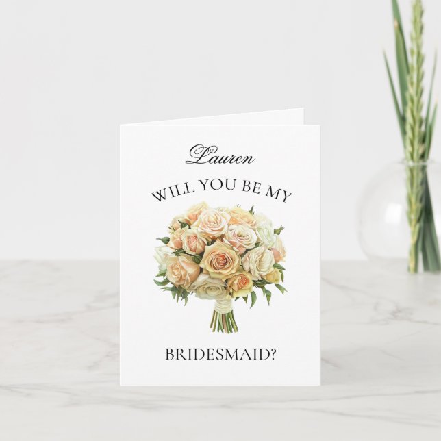 Invitation Blush Mariage Rose Bouquet Bridesmaid Proposition (Devant)